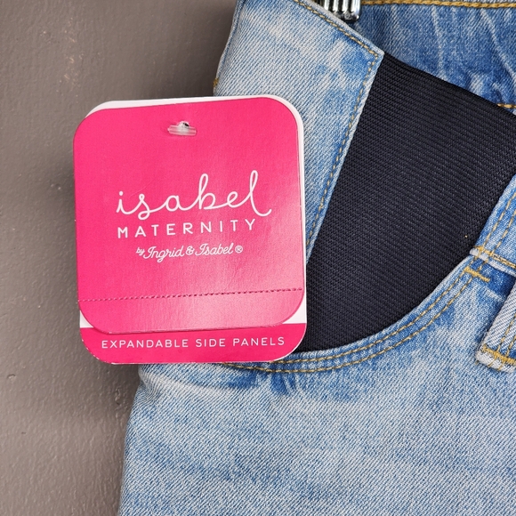 ISABEL MATERNITY by Ingrid & Isabel Grow With You Blue Midi Shorts. Size:8 - Picture 5 of 11